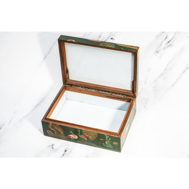 Lovely Asian Inspired Antique Hand Painred Large Humidor Box Chinoiserie Home Decor For Sale - Image 12 of 18