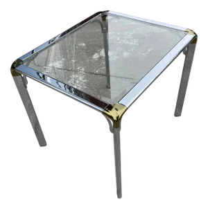 Mid-Century Modern Chrome Brass and Glass Waterfall Table by Belgo Chrome Belgium