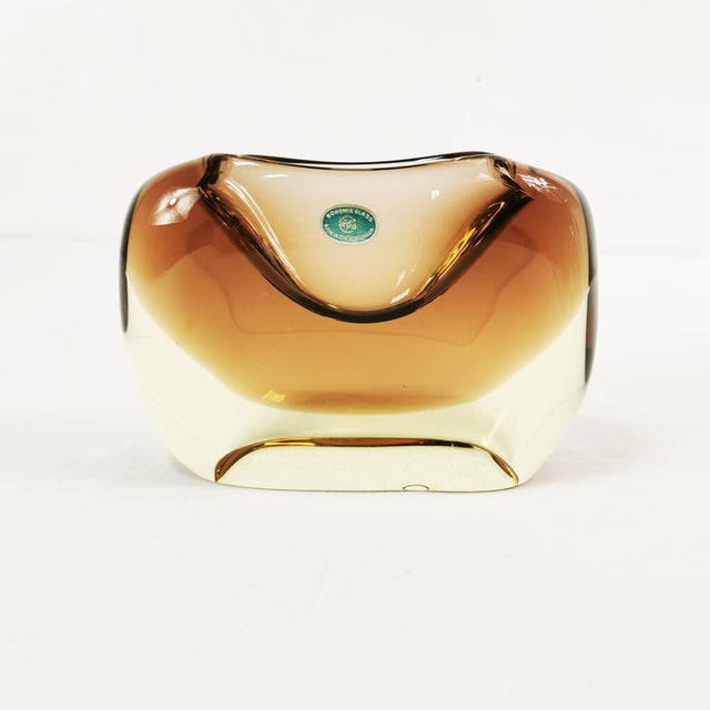 Bohemian Art Glass Ashtray, Železný Brod (ZBS), designed by Miloslav Klinger, Czechoslovakia, 1960s. It is characterized...