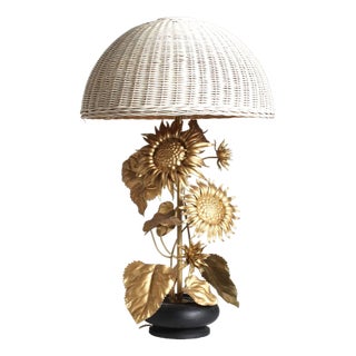 Vintage Sunflower Table Lamp, 1980s For Sale