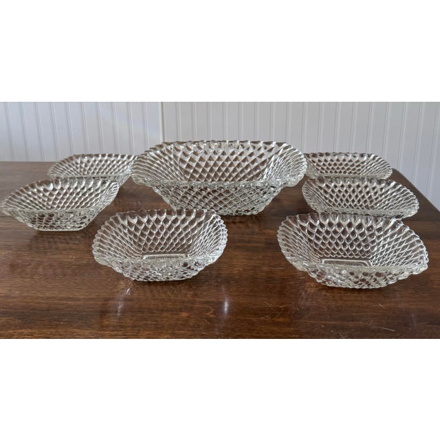 Glass Late 20th Century Indiana Glass Diamond Point Salad Bowl Set - Set of 7 For Sale - Image 7 of 12
