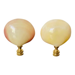 1970s Pair Sea Shell Lamp Finials For Sale