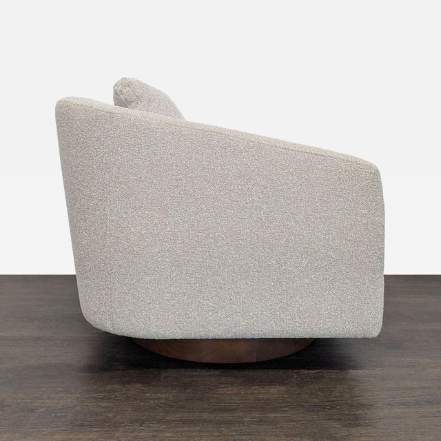 Modern West Elm Imogene Lounge Swivel Chair in Textured Beige Fabric For Sale - Image 3 of 7
