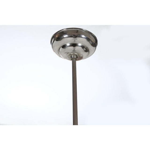 Art Deco French Pendant Lamp with Green Glass Shade, 1940 For Sale - Image 9 of 10