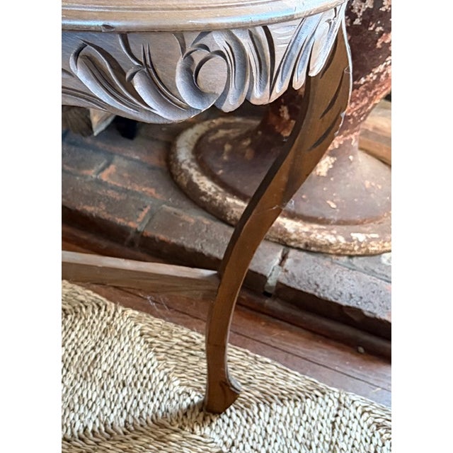 Art Deco Early Carved Demilune Side Table For Sale - Image 3 of 10