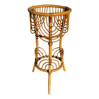 French Rattan Flower Holder, 1960s For Sale