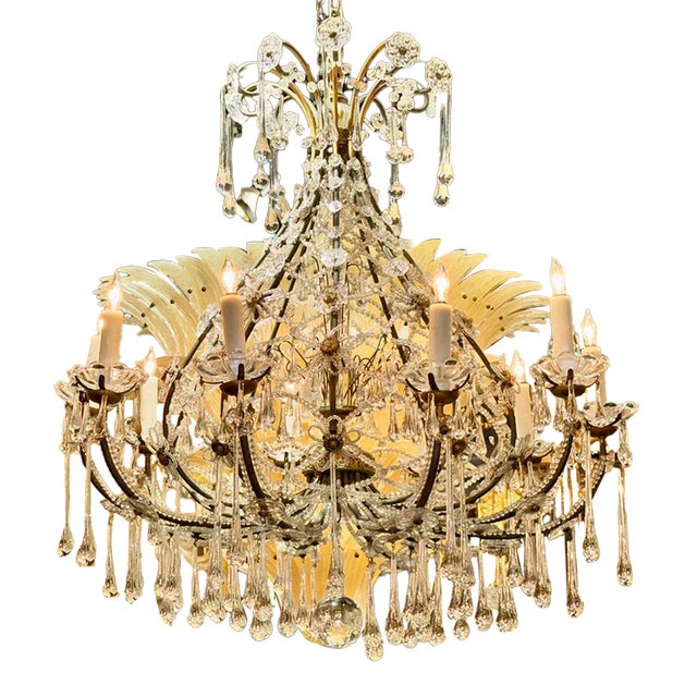 19th C. French Beaded Crystal Basket Chandelier For Sale
