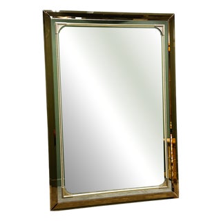 Rectangular Schöninger Mirror with Bronze-Tinted Glass & Brass Detailing, German For Sale
