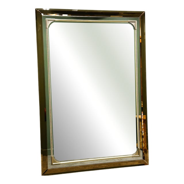Rectangular Schöninger Mirror with Bronze-Tinted Glass & Brass Detailing, German For Sale