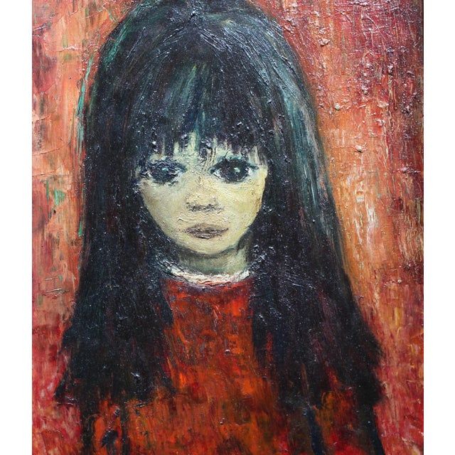 Bueno, Portrait of a Melancholy Girl, 1960s, Oil For Sale - Image 4 of 12