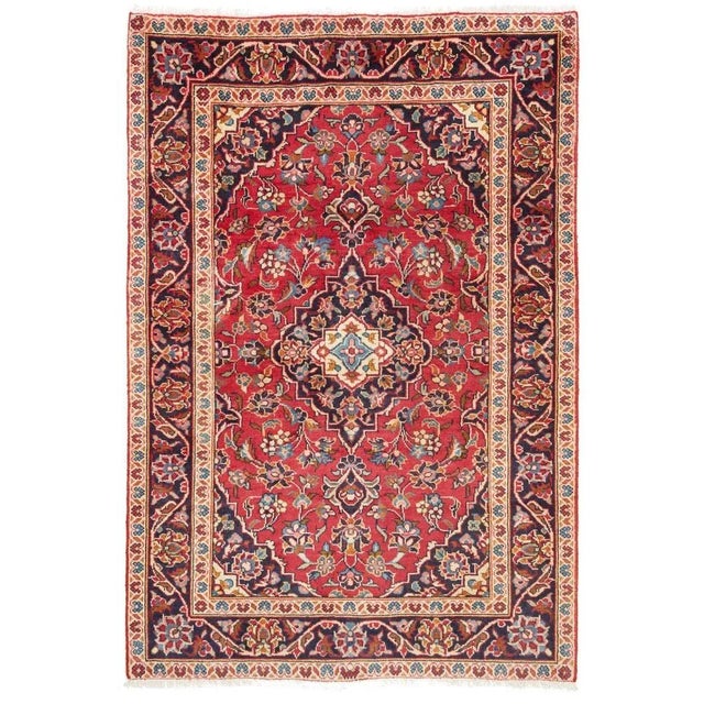 Kashan rug | Size: 100 x 140 cm | Knot density: approx. 200.000 knots/m² | Pile: 100% virgin wool | Warp: 100% cotton |...