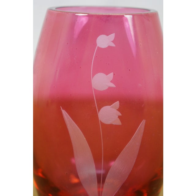 Mid 20th Century Johansfors Swedish Bohemian Cranberry Glass Lily of the Valley Bud Vase For Sale - Image 12 of 12