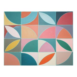 2026, Color Field Painting, Modern Bauhaus Tiles, Green Forest, Savannah Spring, Acrylic Paint on Canvas by Natalia Roman For Sale