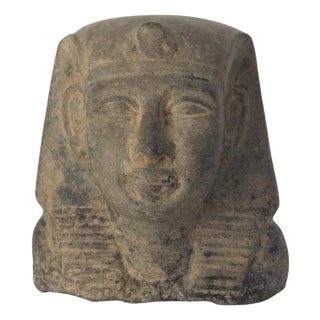 Egyptian Black Stone Pharaoh Bust Statue, 19th Century For Sale