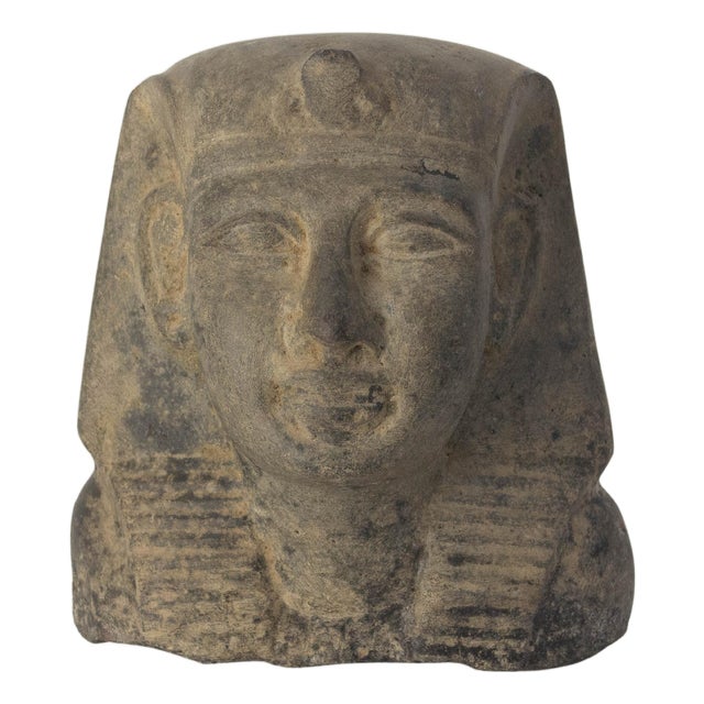 Egyptian Black Stone Pharaoh Bust Statue, 19th Century For Sale