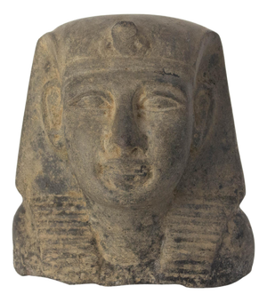 Egyptian Black Stone Pharaoh Bust Statue, 19th Century