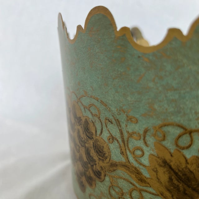 Italian Metal Green Planter With Grape Design and Two Handles For Sale - Image 10 of 11