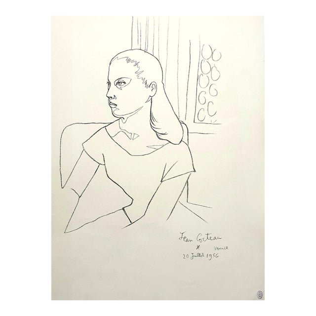 Jean Cocteau, Young Girl, Lithograph, 1956 For Sale