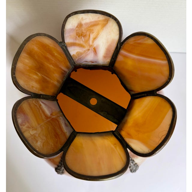 Mid 20th Century Amber Slag Glass Scalloped Pendant Lamp Shade For Sale - Image 9 of 10