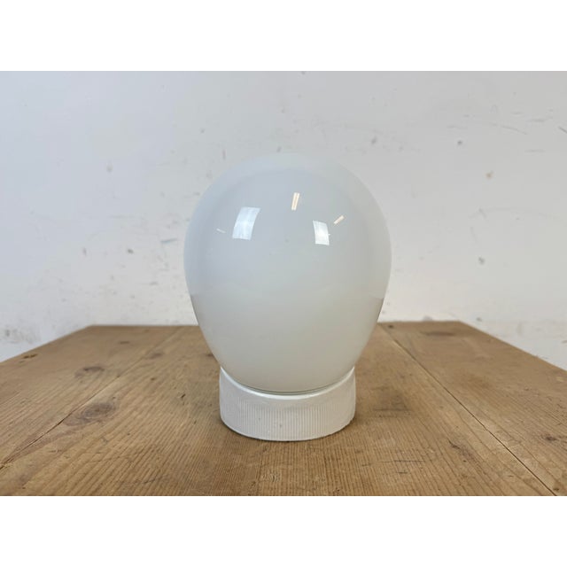 Industrial Vintage White Porcelain Wall Light, 1970s For Sale - Image 3 of 12