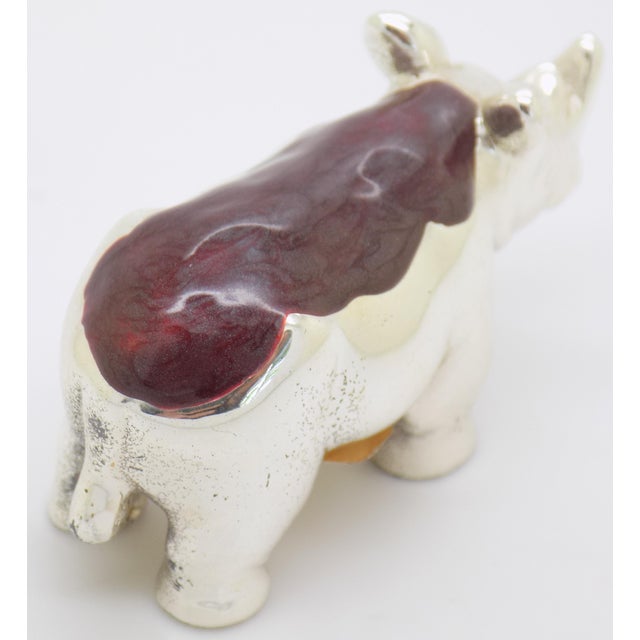 Vintage Italian Handmade Genuine Sterling Silver Enameled Rhino Figurine Ottaviani 925 Animal Miniature Cabinet Curiosity Rare Collector For Sale - Image 4 of 11
