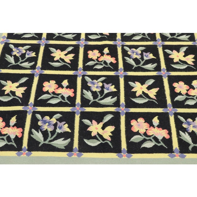 Vintage Chinese Garden Kilim Rug - 04'02 X 06'03 For Sale - Image 4 of 9