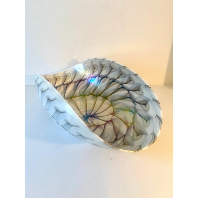 Glass Glass or Porcelain Decorative Bowl with Shell Like Design For Sale - Image 7 of 8