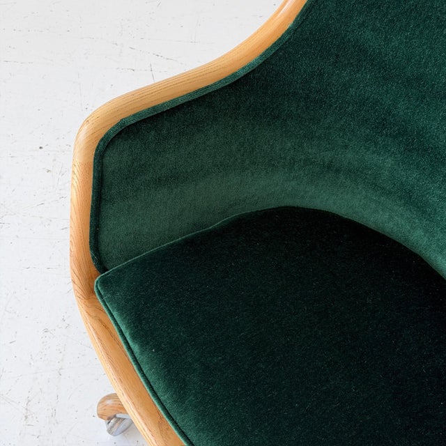 c. 1960s. USA. Upholstered and Bentwood construction with casters Reupholstered in mohair