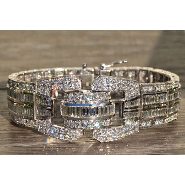 The Esplanade: Exquisite Art Deco Style Bracelet in 14K Gold Featuring 15.8 CTW Diamonds. This truly phenomenal bracelet...