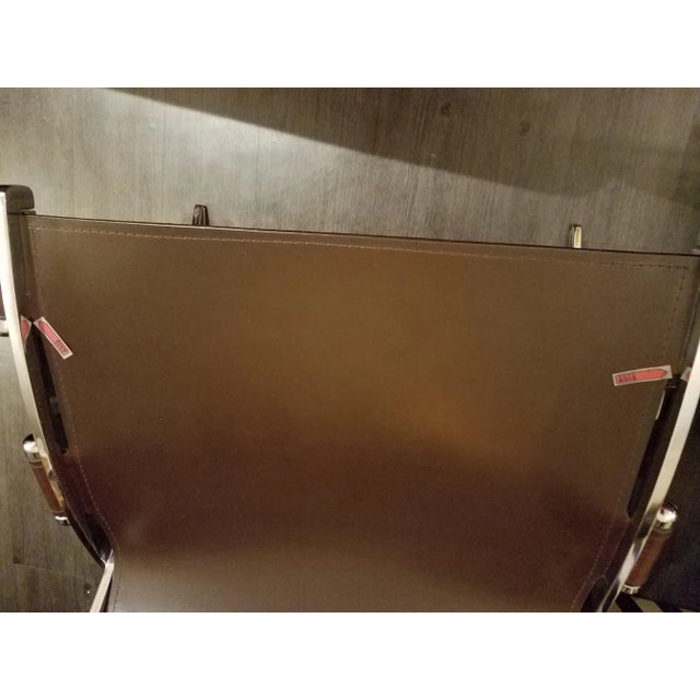 Mid 20th Century Mid-Century Modern Style Leather Sling & Chrome Chairs - a Pair For Sale - Image 5 of 10