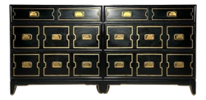 Pair of Vintage Campaign Chests in Manner of Dorothy Draper