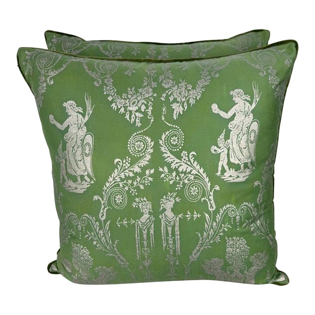 Pair of Boucher Patterned Fortuny Pillows For Sale