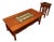 Early 21st Century Frank Lloyd Wright Inspired Solid Wood Coffee Table With Stained Glass Inset For Sale