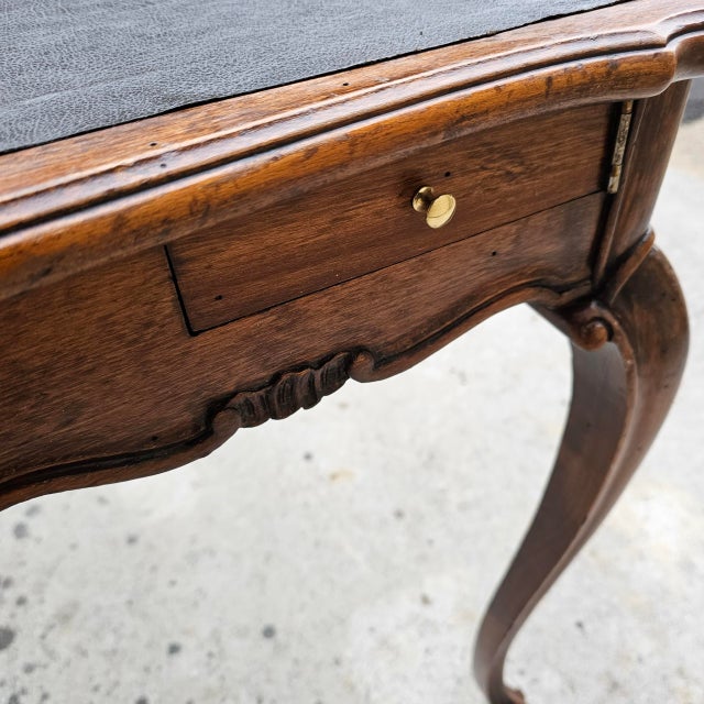 Wood Mid 19th Century Antique Leather Top Walnut Game Table W/Swing-Out Drawers For Sale - Image 7 of 10