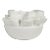 Decorative Bowl In Matte White Finish & Ringed Ribbon Decor For Sale