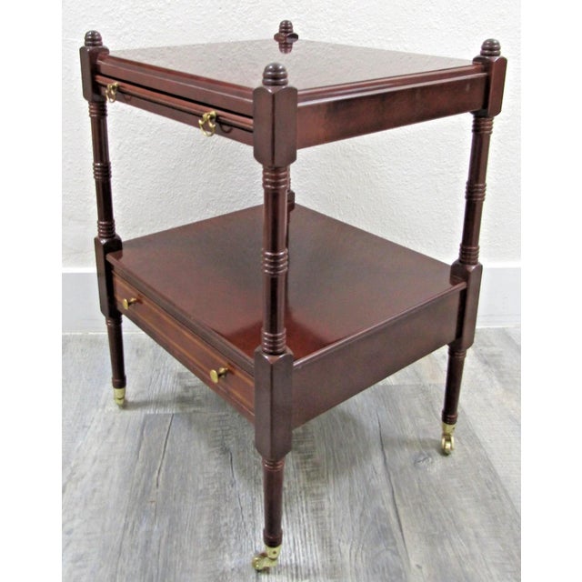 1980s Bombay Regency Style Cherry Finish Two Tier Side End Table For Sale - Image 10 of 13