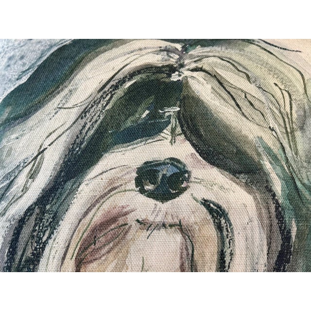 English Square Pillow Adorned With a Tibetan Terrier Dog Portrait - Made in the U K For Sale - Image 3 of 10