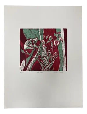Isabelle Boullin, Les Oeillets, 1990, Woodblock Print