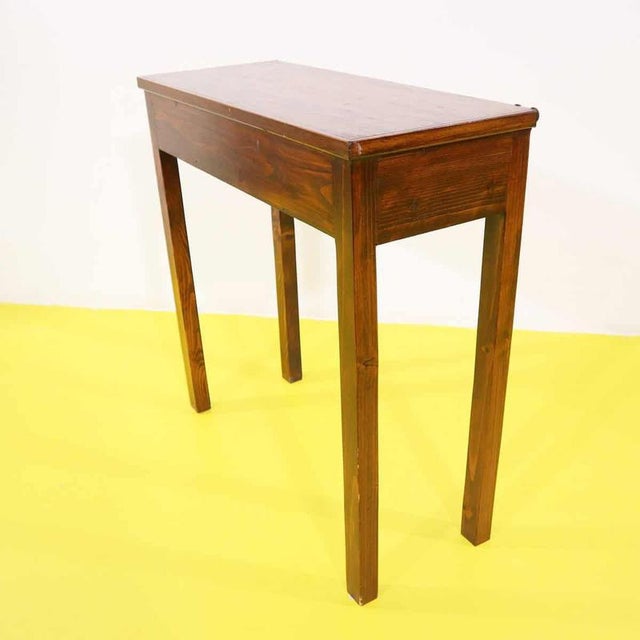 Walnut-Stained Pine Console Table with Straight Legs For Sale - Image 6 of 8