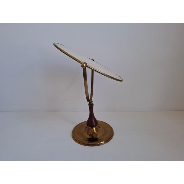 1960s Mid-Century Czechoslovakian Brass and Wood Swivel Table Mirror, 1960s For Sale - Image 5 of 18