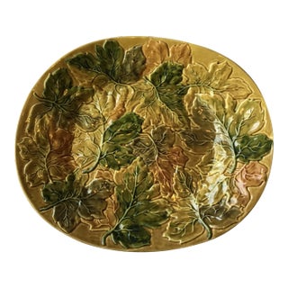 2000s Horchow Large Serving Platter Autumn Relief Pattern For Sale