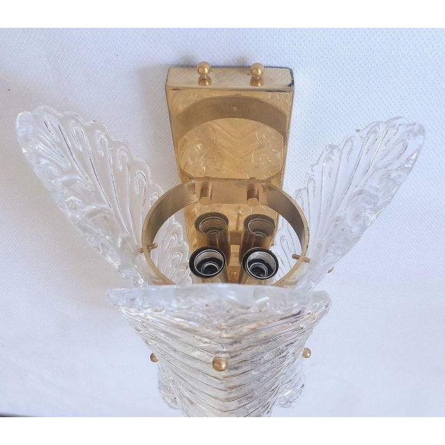 1970s Clear Murano Glass Mid Century Modern Sconces - A Pair For Sale - Image 12 of 12
