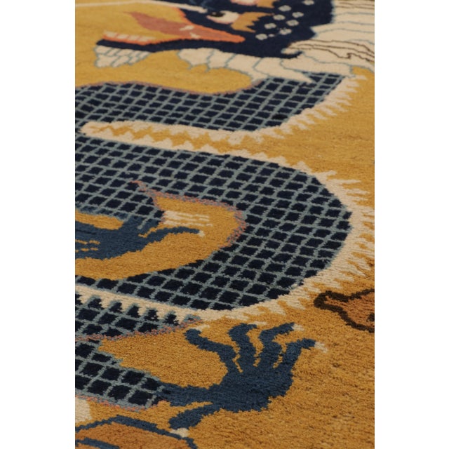 Antique Chinese Ningxia Pillar Runner With Golden Celestial Dragons - Rug & Kilim For Sale In New York - Image 6 of 13