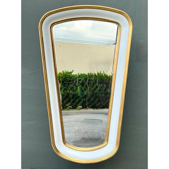 Mid-Century Modern Vintage Gold Tipped White Lacquer Mirrors - Set of Two For Sale - Image 3 of 12