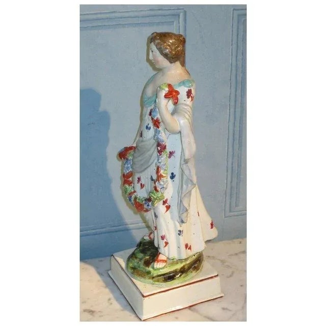 Figurative Large Antique 19th Century Enoch Wood English Staffordshire Pearlware Figure of Flora C. 1820 For Sale - Image 3 of 7