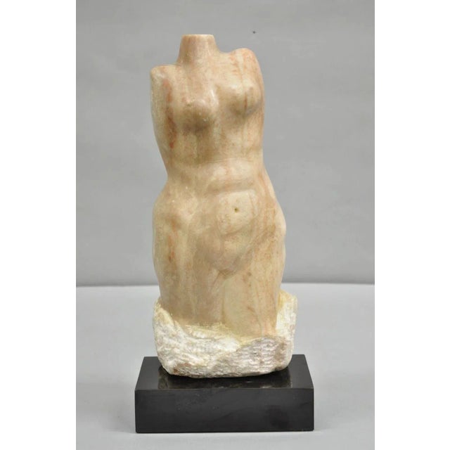 Late 20th Century Morton Gaffin Female Nude Bust Modernist Carved Peach Alabaster Sculpture For Sale - Image 11 of 12