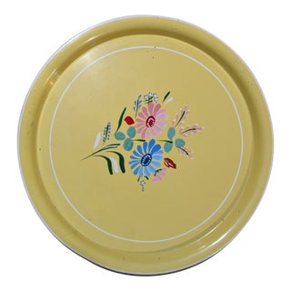Vintage Hand Painted Toleware Tray Mid Century Modern For Sale