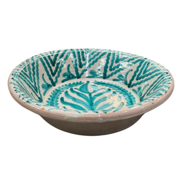 Vintage Hand-Painted Moroccan Ceramic Lebrillo Bowl For Sale In West Palm - Image 6 of 12