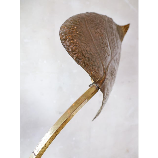 Gold Floor Lamp with Brass Leaves attributed to Carlo Giorgi for Bottega Gadda, 1970s For Sale - Image 8 of 15