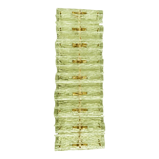 Green Italian Luxury Brass Wall Sconce Murano Glass or Flush Mount For Sale